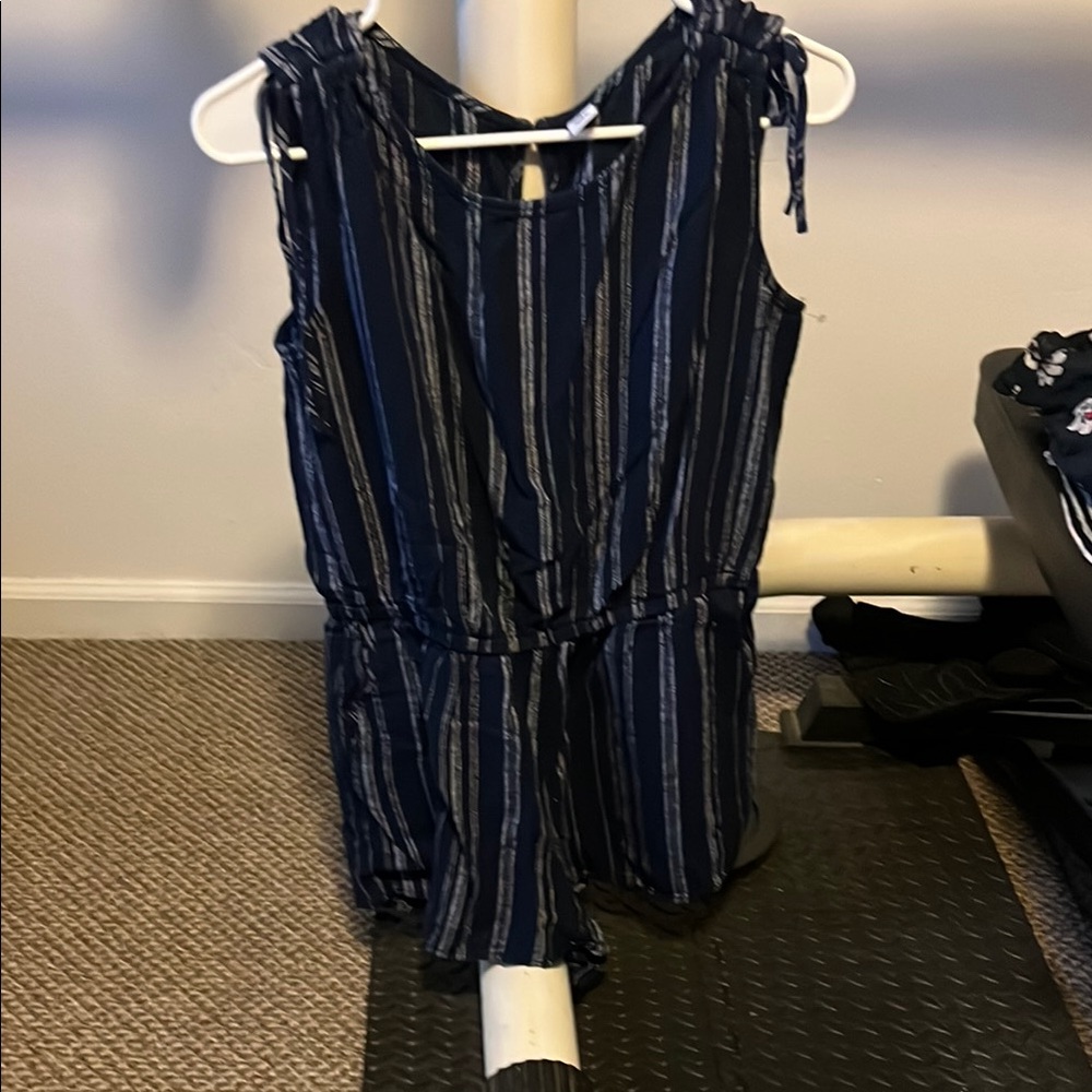 Navy Striped Romper